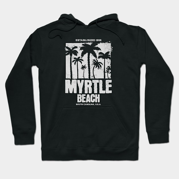 Myrtle Beach, South Carolina Palm Trees Hoodie by Contentarama